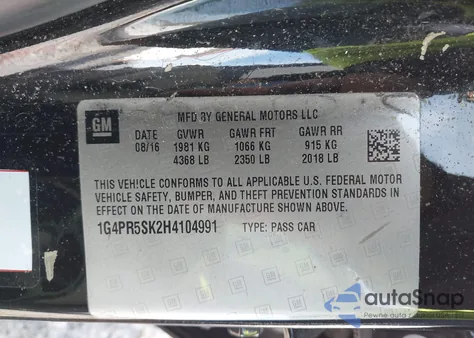 2017 Buick Verano Sport Touring z USA, uszkodzony, nr VIN 1G4PR5SK2H4104991